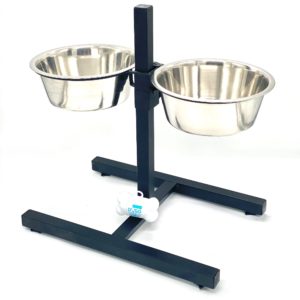 סטנד שתי קערות נירוסטה מתכוונן