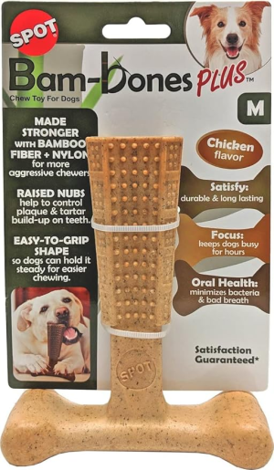 SPOT Bam-Bones Plus Easy Grip – במבונס צעצוע לעיסה לכלבים בטעם עוף