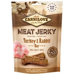 קרנילאב (Carnilove) – חטיף ג'רקי בשר מיובש בטעם הודו עם ארנבת 100 גרם