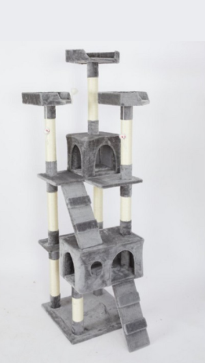 מתקן מגדל גירוד מעוצב לחתולים 2 חדרים, 4 קומות - 170 ס"מ