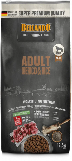 BELCANDO Adult Iberico & Rice – בלקנדו חזיר איברי - מזון יבש לכלבים בוגרים 12.5 ק"ג