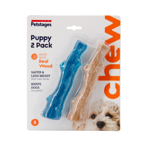 Dogwood Puppy 2-Pack דוגווד צעצוע משולב עץ טבעי ונשכן לגורים Petstages