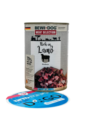 בווי דוג (BEWI DOG) – שימורים לכלב 400 גרם עשיר בטלה