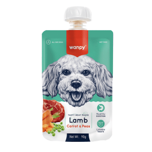 וונפי (Wanpy) – מוס בטעם טלה, עוף, גזר ואפונה לכלבים (90 גרם)