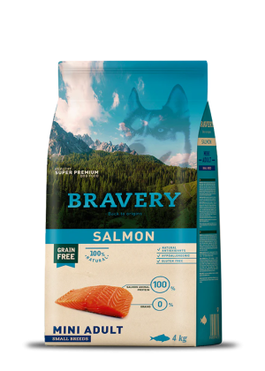 ברייברי סלמון ללא דגנים לכלבים בוגרים - מיני גרגירים קטנים