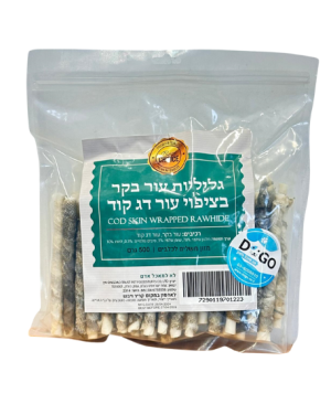 גליליות עור בקר בציפוי עור דג קוד - 500 גרם
