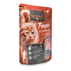 LEONARDO Pheasant + Cranberries - לאונרדו פאוץ' מעדן פסיון וחמוציות טבעי לחתולים 85 גרם