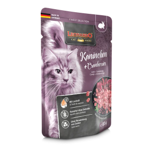 LEONARDO Rabbit + Cranberries - לאונרדו פאוץ' מעדן ארנב וחמוציות טבעי לחתולים 85 גרם