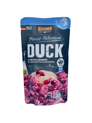 BELCANDO® Finest Selection – ברווז עם אורז וחמוציות - בלקנדו פאוץ' מזון רטוב 125 גרם