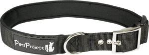 קולר ניילון מרופד לכלב | סגירת אבזם מתכת חזקה - שחור – PetsProject