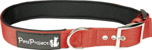 קולר ניילון מרופד לכלב | סגירת אבזם מתכת חזקה - אדום – PetsProject