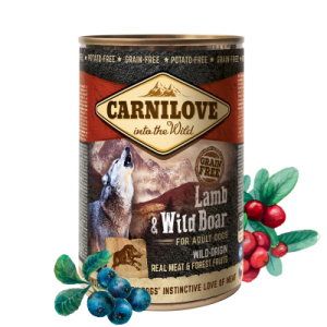 קרנילאב שימורים פטה כבש וחזיר בר לכלבים בוגרים – 400 גרם