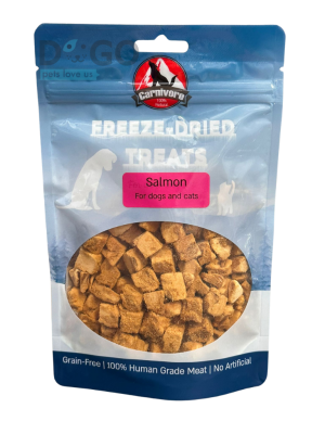 קרניבור חטיף אילוף טבעי - קוביות סלמון מיובשות בהקפאה -40 גרם