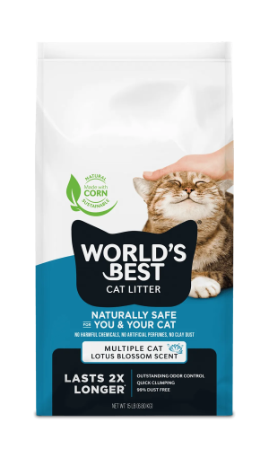 חול תירס אקולוגי לחתולים – World’s Best Cat Litter Lotus Blossom Scent™6.35 ק"ג