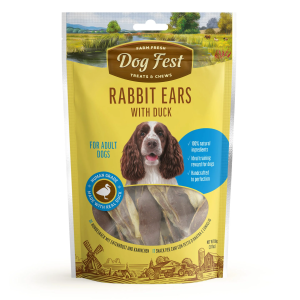 דוג פסט חטיף לעיסה - אוזני ארנב בציפוי ברווז 90 גרם - Dog Fest