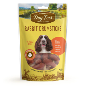 דוג פסט חטיף לעיסה - פולקע ארנב עם עצם סידן 90 גרם - Dog Fest