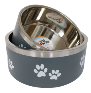 קערת נירוסטה דופן כפולה למניעת החלקה - אפור