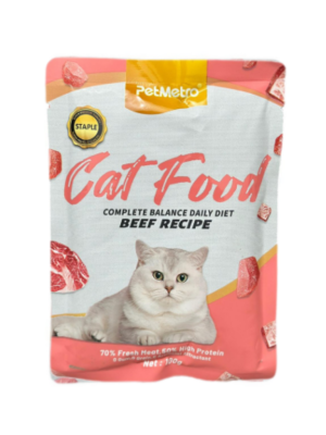 מארז מזון רטוב לחתולים פט מטרו - פאוץ' בקר - 8 יח' | PetMetro Beef