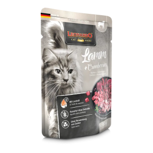 LEONARDO Finest Selection כבש וחמוציות - לאונרדו פאוץ' מעדן טבעי לחתולים 85 גרם