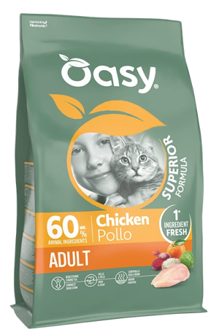 אריזת מזון אואסי סופיריור פורמולה לחתולים בוגרים בטעם עוף.